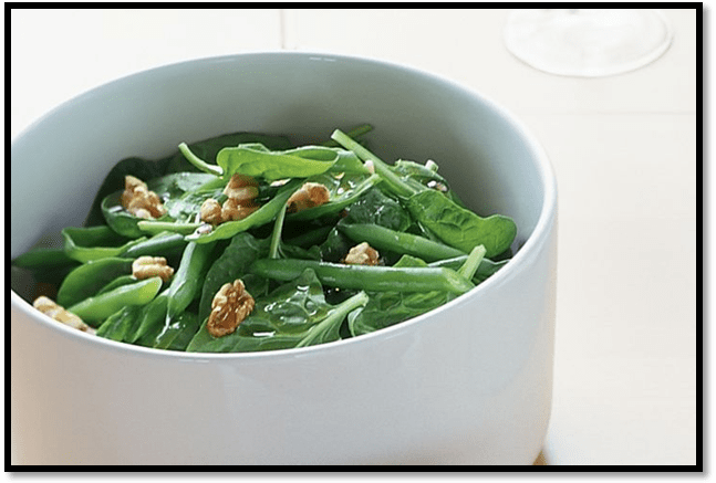 Warm spinach and bean salad