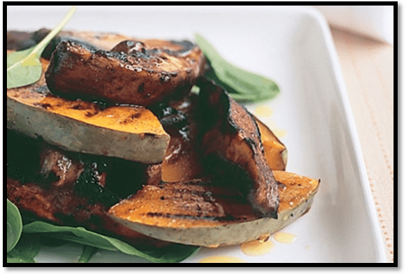 Barbequed mushroom and pumpkin salad