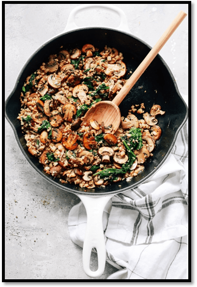 Mushroom Cauliflower Rice Skillet Recipe