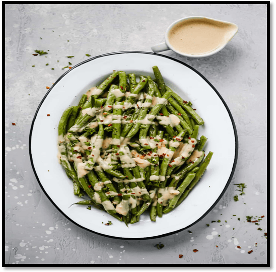 Roasted Green Beans with Spicy Tahini Sauce