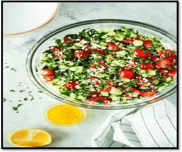 Cauliflower “Rice” Tabbouleh Salad
