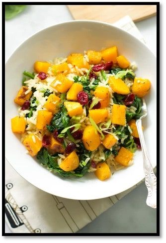 Rice with Roasted Butternut Squash and Dried Cranberries