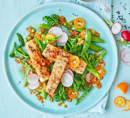 CRUSTED TOFU WITH RADISH SALAD