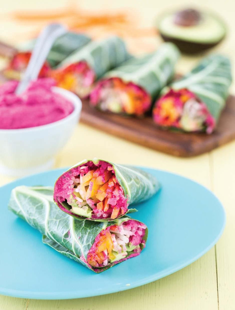 Beet Hummus Collard Wraps