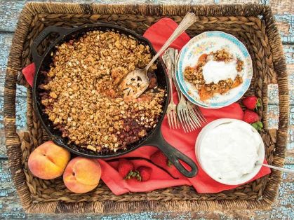 Strawberry-Peach Crisp with Vanilla Whipped Cream